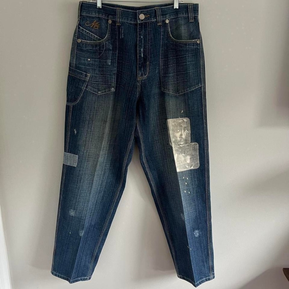 Y2K MAKAVELI X TUPAC PAINT SPLATTER PATCHWORK JEANS‎